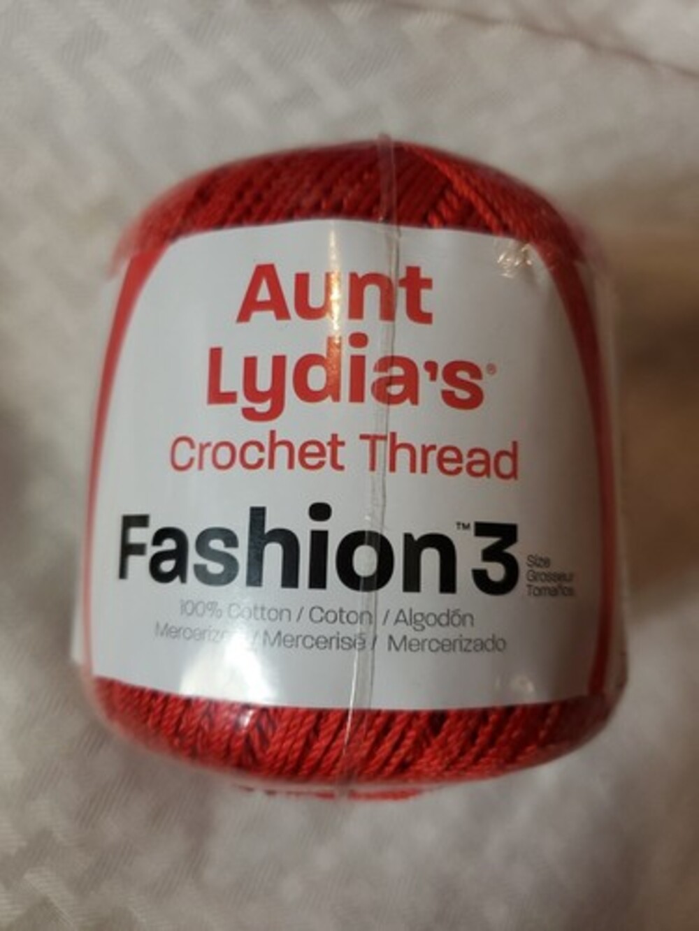 Aunt Lydia's Fashion Crochet Thread Size 3-Atom Red 150 Yards Super Fine 1